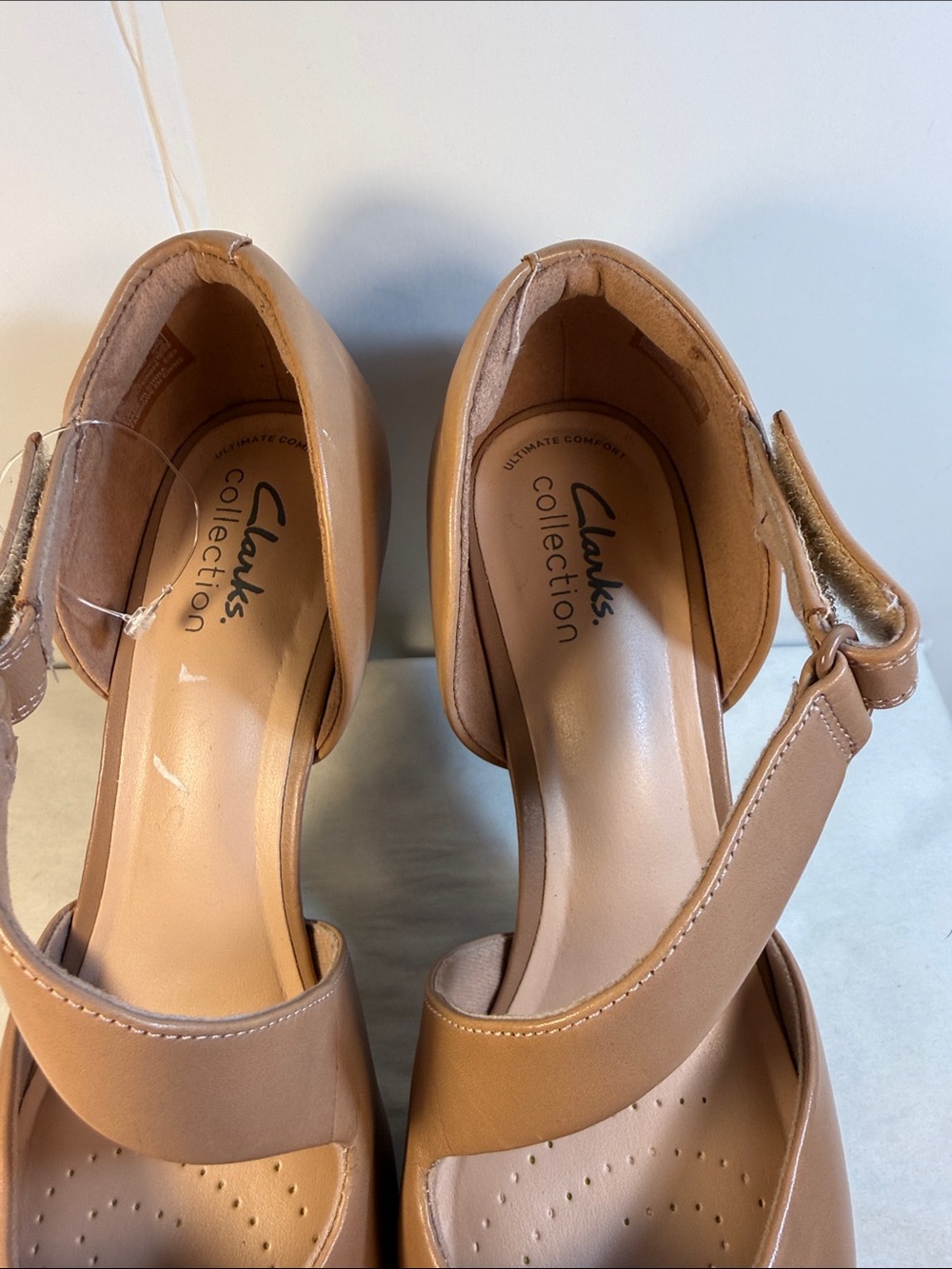 Clarks Tan Mary Jane Strap Heels - Picture 2 of 5